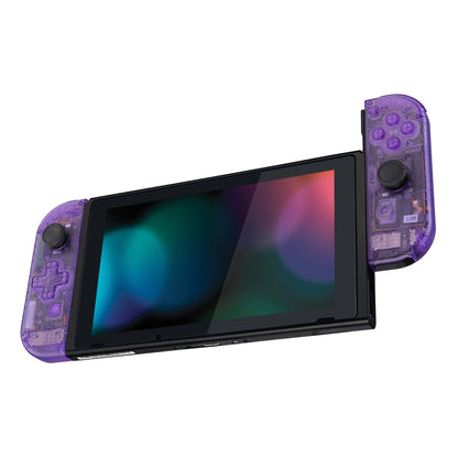 eXtremeRate NS Switch用ジョイコン交換フルセットシェルケース、方向キーバージョンボタン付き【クリアパープル】