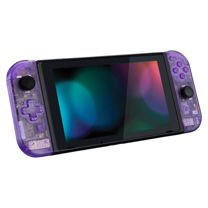 eXtremeRate NS Switch用ジョイコン交換フルセットシェルケース、方向キーバージョンボタン付き【クリアパープル】