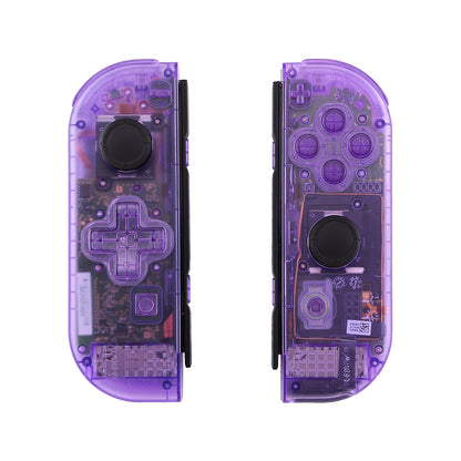 eXtremeRate NS Switch用ジョイコン交換フルセットシェルケース、方向キーバージョンボタン付き【クリアパープル】