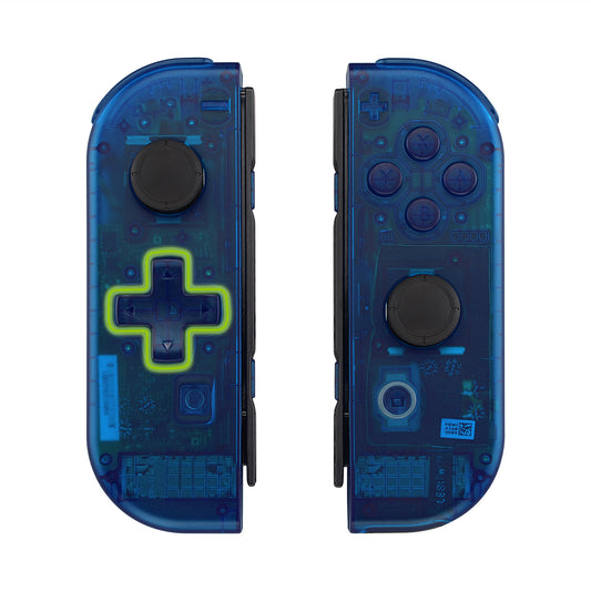 eXtremeRate NS Switch用ジョイコン交換フルセットシェルケース、方向キーバージョンボタン付き【クリアブルー】
