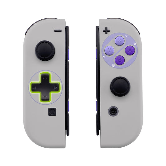eXtremeRate NS Switch用ジョイコン交換フルセットシェルケース、方向キーバージョンボタン付き【クラシックSNESスタイル】