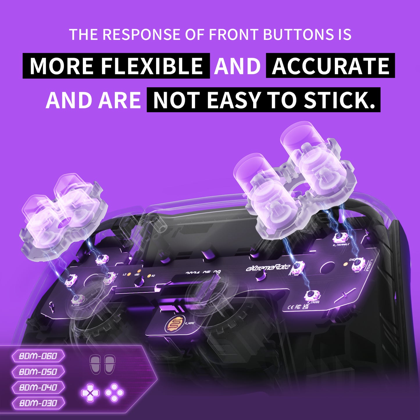 eXtremeRate PS5コントローラーBDM-030/040/050/060対応用カスタム触覚十字キー＆アクションボタンフェイスクリッキーキットV3