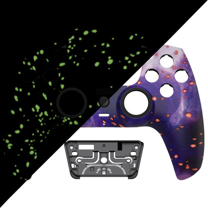 eXtremeRate PS5コントローラーBDM-010/020/030/040/050対応LUNA再設計交換対応用フロントシェル＆タッチパッド【蓄光仕様 ダークマター風】