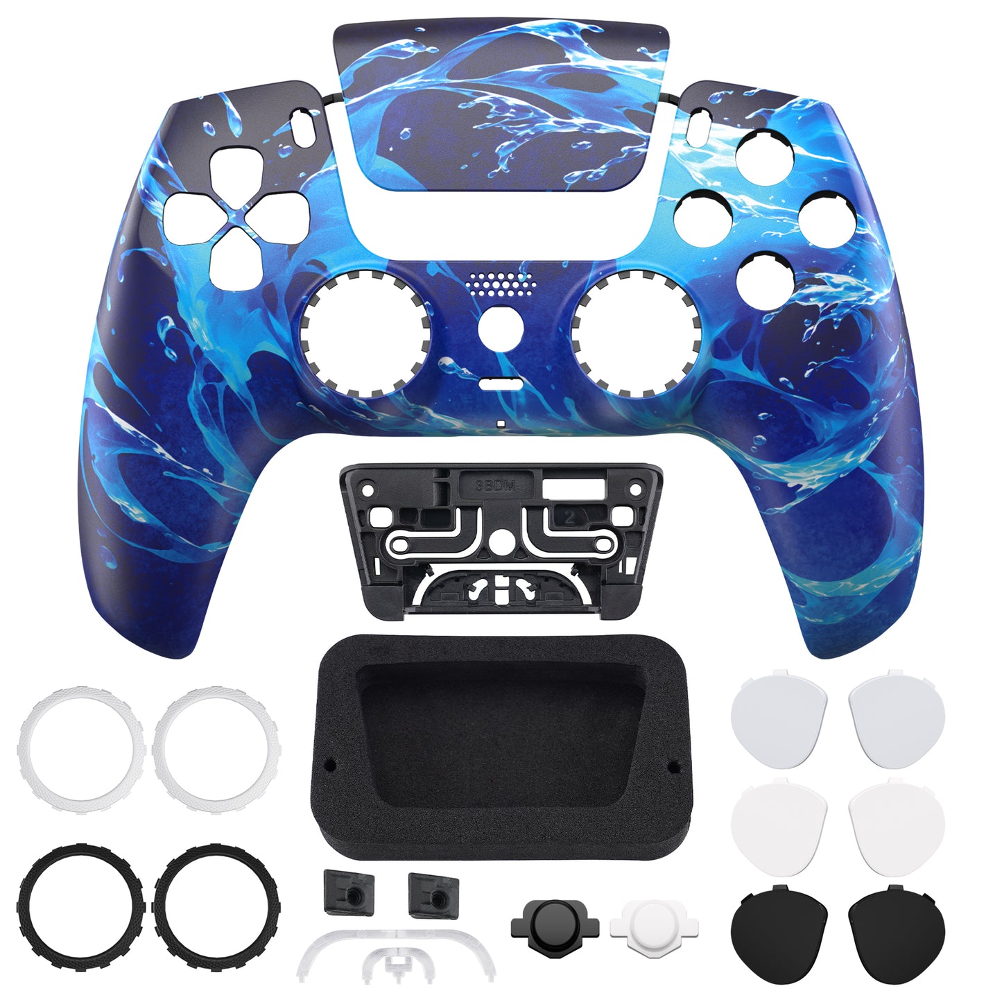 eXtremeRate PS5コントローラーBDM-010/020/030/040/050/060対応LUNA再設計交換対応用フロントシェル＆タッチパッド【アクアマジック】
