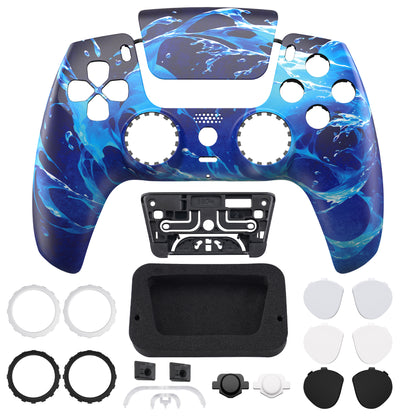 eXtremeRate PS5コントローラーBDM-010/020/030/040/050/060対応LUNA再設計交換対応用フロントシェル＆タッチパッド【アクアマジック】
