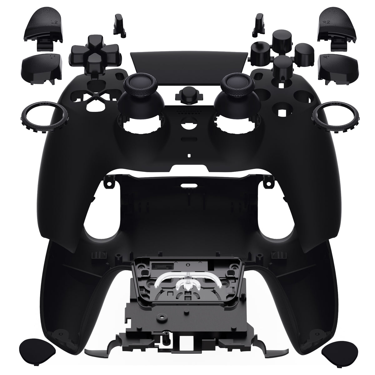 eXtremeRate LUNA Redesigned Replacement Full Shell & Button Set for PS5 Controller BDM-030/040/050 (Black)