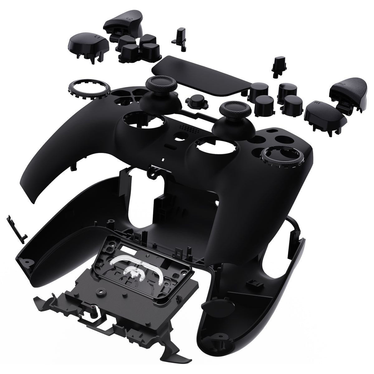 eXtremeRate LUNA Redesigned Replacement Full Shell & Button Set for PS5 Controller BDM-030/040/050 (Black)