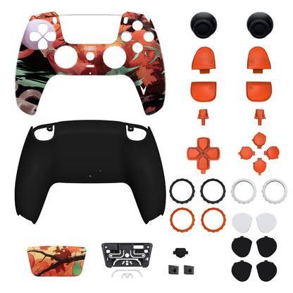 eXtremeRate PS5コントローラーBDM-030/040対応LUNA再設計交換対応用フルセットシェル＆ボタン【紅葉の印象】