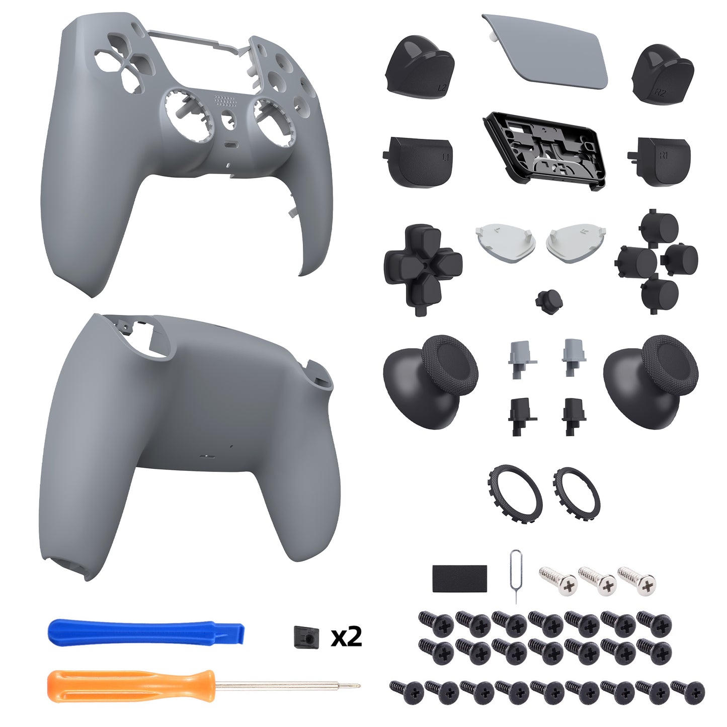 eXtremeRate PS5コントローラーBDM-030/040/050対応LUNA再設計交換対応用フルセットシェル＆ボタン【ニューホープグレイ】