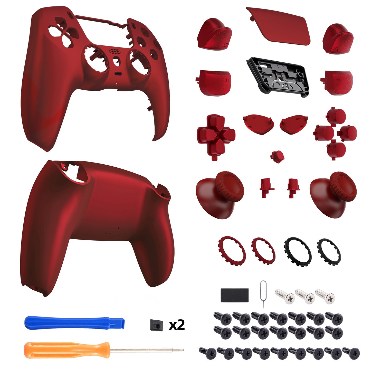 eXtremeRate PS5コントローラーBDM-030/040/050対応LUNA再設計交換対応用フルセットシェル＆ボタン【スカーレットレッド】