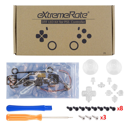 eXtremeRate PS5コントローラーBDM-010/020対応用マルチカラー発光ボタンDTF V3 LEDキット【クリア】