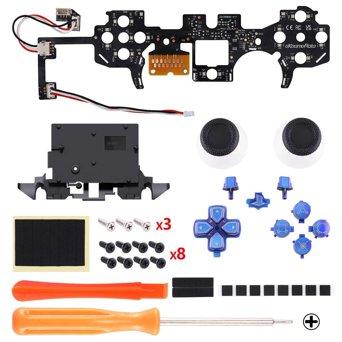 eXtremeRate PS5コントローラーBDM-030/040/050/060対応用マルチカラー発光ボタンDTF V4 LEDキット【カメレオンパープルブルー】