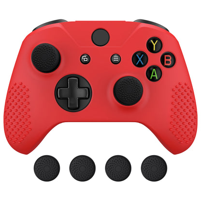 eXtremeRate PlayVital Xbox One X&Sコントローラー用滑り止め保護シリコンケースサムグリップキャップ付き【レッド】