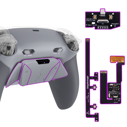 eXtremeRate PS5コントローラーBDM-030/040/050対応用RISE4 Plus MAXバックパドルキット、クリッキートリガーストップ＆ラバーグリップ付き【灰白&クラシックグレー】