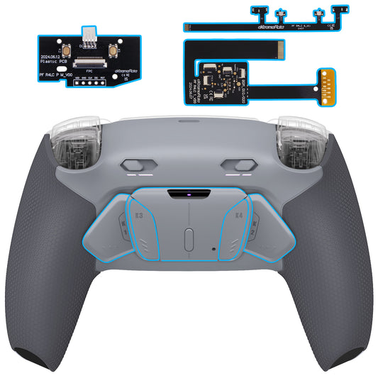 eXtremeRate PS5コントローラーBDM-010/020対応用RISE4 Plus MAXバックパドルキット、クリッキートリガーストップ＆ラバーグリップ付き【灰白&クラシックグレー】