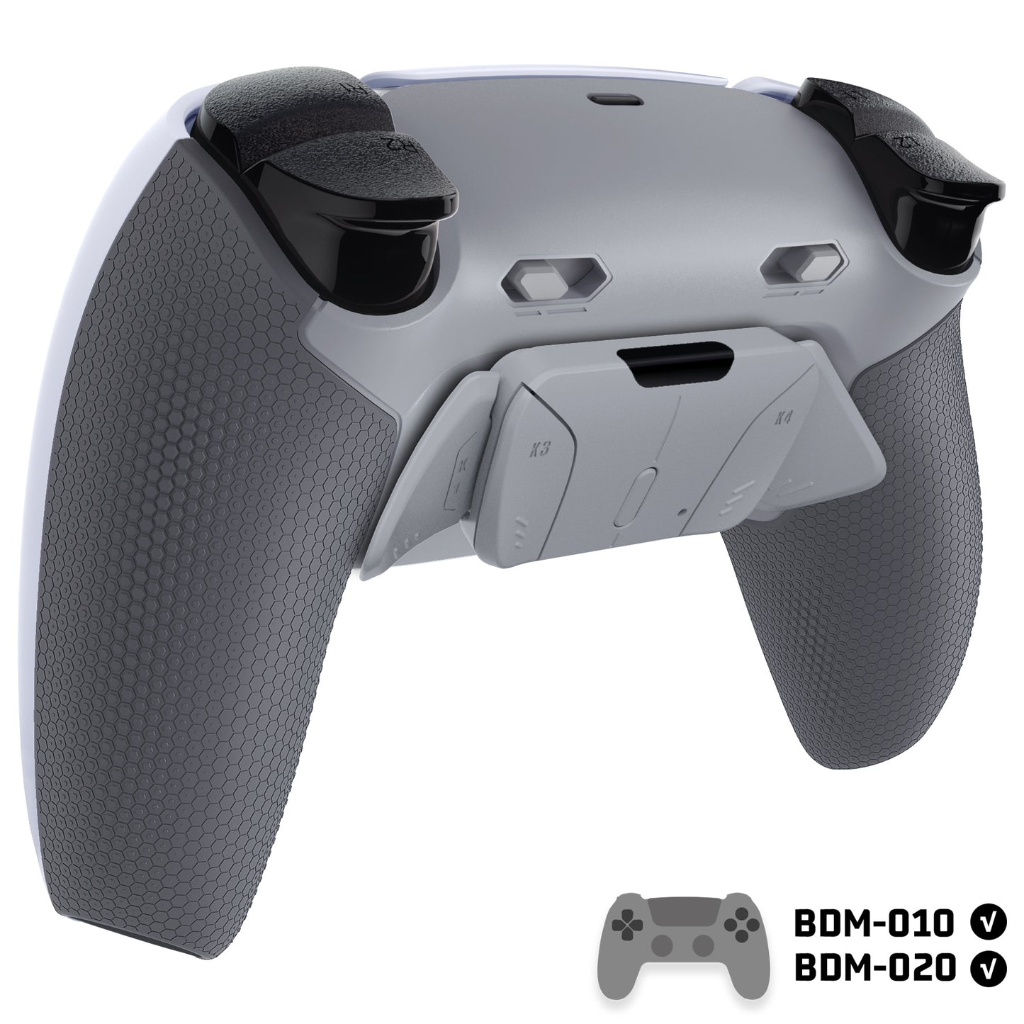 eXtremeRate PS5コントローラーBDM-010/020対応用RISE4 Plus MAXバックパドルキット、クリッキートリガーストップ＆ラバーグリップ付き【灰白&クラシックグレー】