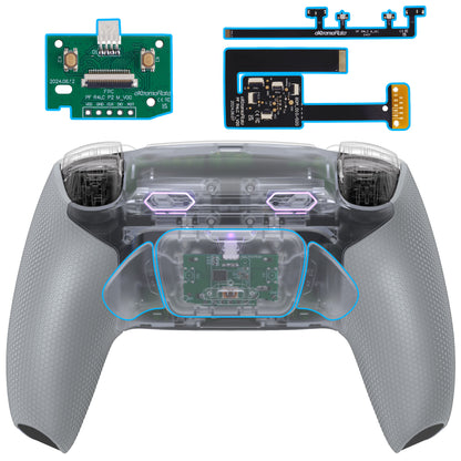 eXtremeRate PS5コントローラーBDM-010/020対応用RISE Plus MAXバックパドルキット、クリッキートリガーストップ＆ラバーグリップ付き【クリア&グレー】