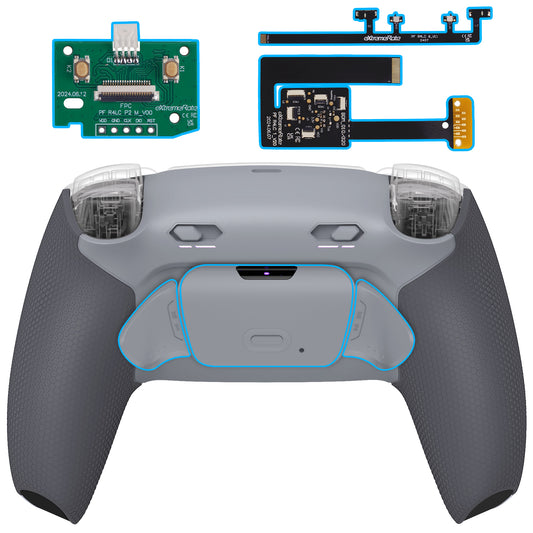 eXtremeRate PS5コントローラーBDM-010/020対応用RISE Plus MAXバックパドルキット、クリッキートリガーストップ＆ラバーグリップ付き【灰白&クラシックグレー】