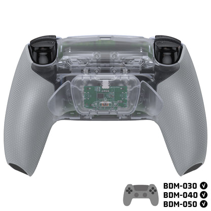 eXtremeRate PS5コントローラーBDM-030/040/050対応用RISE Plus MAXバックパドルキット、クリッキートリガーストップ＆ラバーグリップ付き【クリア&グレー】