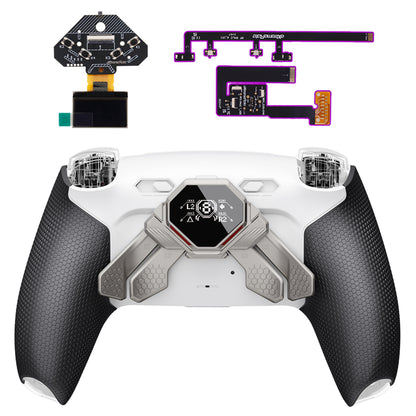 eXtremeRate PS5コントローラーBDM-030/040/050/060対応用リアルメタルボタン (RMB) バージョンSPARKバックパドルキット【ホワイト＆ブラック】