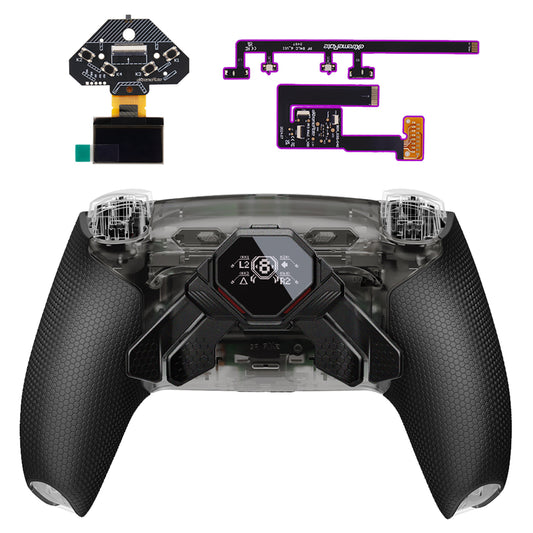 eXtremeRate PS5コントローラーBDM-030/040/050/060対応用リアルメタルボタン (RMB) バージョンSPARKバックパドルキット【クリア&ブラック】