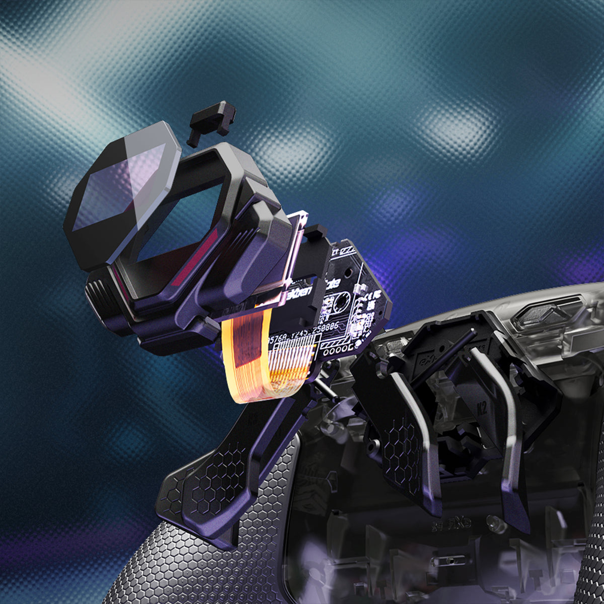 eXtremeRate PS5コントローラーBDM-030/040/050/060対応用リアルメタルボタン (RMB) バージョンSPARKバックパドルキット【クリア&ブラック】