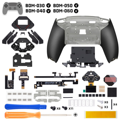 eXtremeRate PS5コントローラーBDM-030/040/050/060対応用リアルメタルボタン (RMB) バージョンSPARKバックパドルキット【クリア&ブラック】