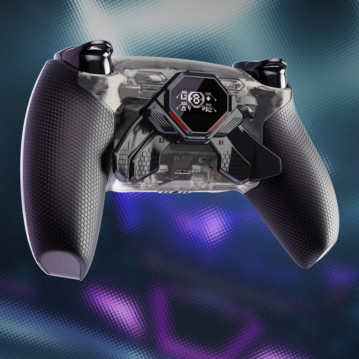 eXtremeRate PS5コントローラーBDM-030/040/050/060対応用リアルメタルボタン (RMB) バージョンSPARKバックパドルキット【クリア&ブラック】