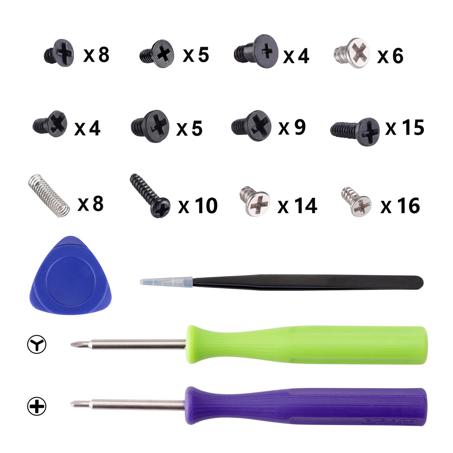 eXtremeRate Nintendo Switch OLED & Joy-Con Repair Tools, Tri-Wing Screwdriver, Phillips Head Screwdriver, Tweezers, Shell Opening Tool, and Screw Kit [NSAR0155]