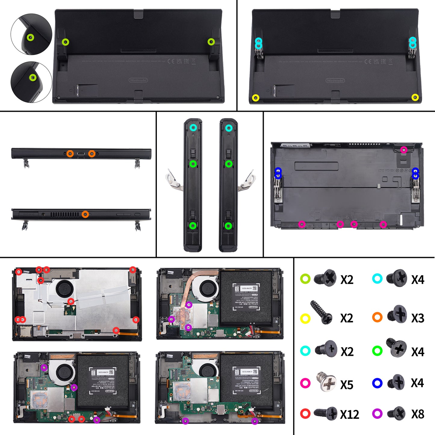 eXtremeRate Nintendo Switch OLED & Joy-Con Repair Tools, Tri-Wing Screwdriver, Phillips Head Screwdriver, Tweezers, Shell Opening Tool, and Screw Kit [NSAR0155]