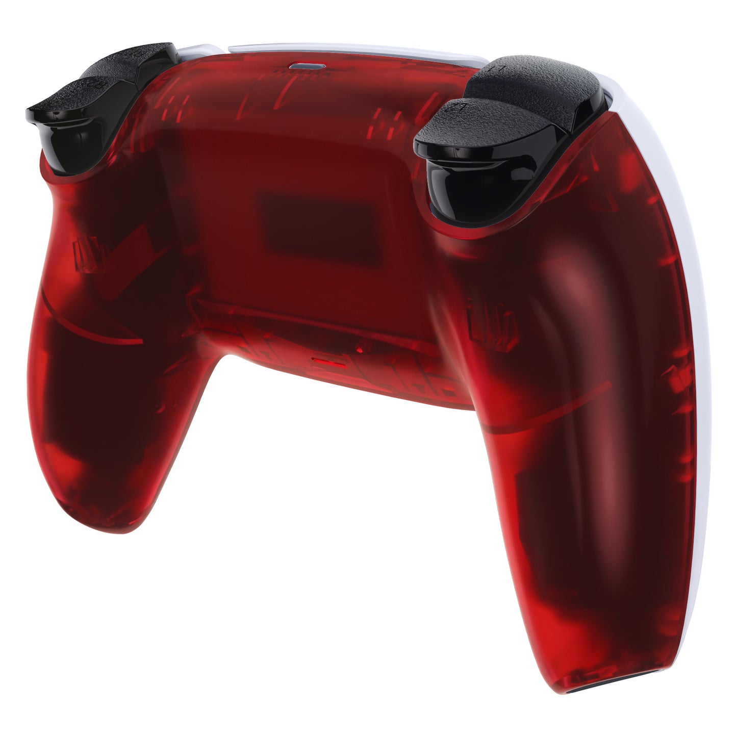eXtremeRate PS5コントローラーBDM-010/020/030/040/050対応交換対応用バックハウジングボトムシェル【クリアレッド】