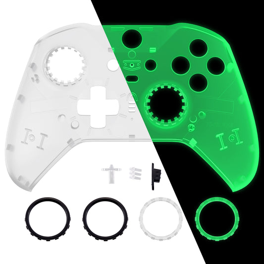 eXtremeRate Xbox One Elite Series 2&Elite 2 Coreコントローラー（モデル1797）用交換フロントハウジングシェルケース＆アクセントリング【暗闇で光る-グリーン】