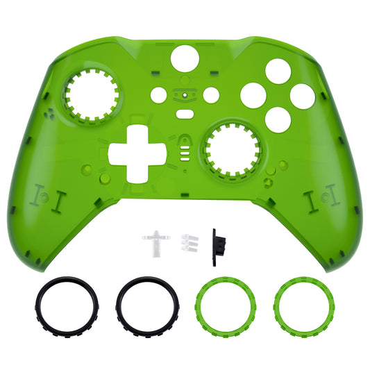 eXtremeRate Xbox One Elite Series 2&Elite 2 Coreコントローラー（モデル1797）用交換フロントハウジングシェルケース＆アクセントリング【クリアグリーン】