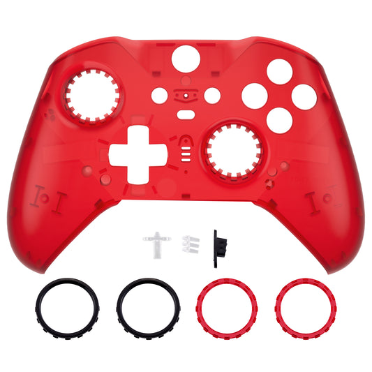 eXtremeRate Xbox One Elite Series 2&Elite 2 Coreコントローラー（モデル1797）用交換フロントハウジングシェルケース＆アクセントリング【クリアレッド】