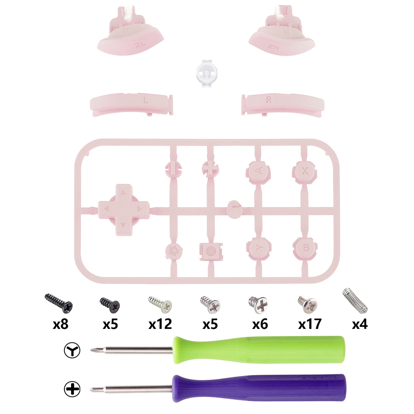 eXtremeRate Nintendo Switch Lite用交換フルセットボタン【サクラピンク】