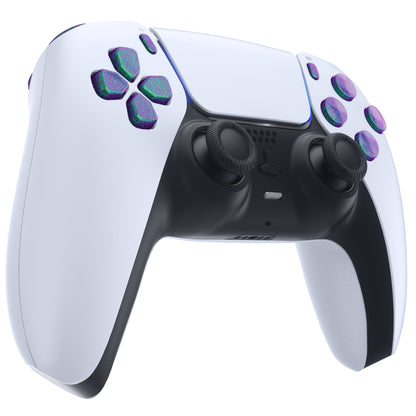 eXtremeRate PS5コントローラーBDM-010/020対応交換対応用フルセットボタン【カメレオングリーンパープル】