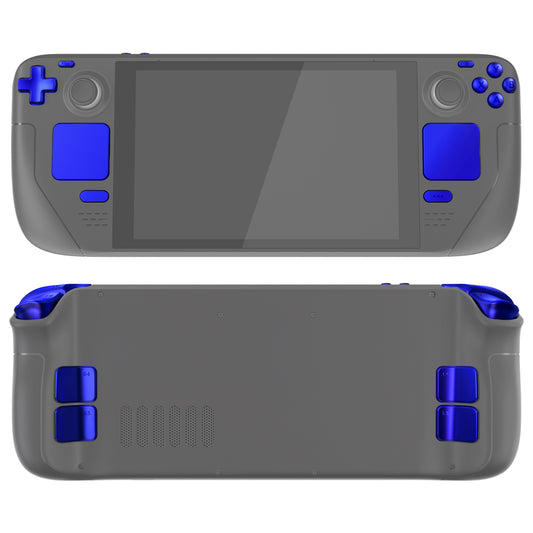 eXtremeRate スチームデックLCD対応用交換フルセットボタン【クロムブルー】