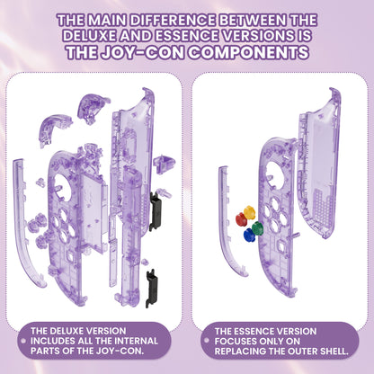 eXtremeRate Nintendo Switch 2対応ジョイコン交換フルセットシェルケース、ボタン付き - デラックス版【クリアパープル】