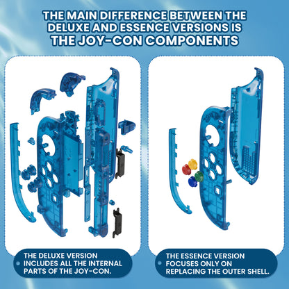 eXtremeRate Nintendo Switch 2対応ジョイコン交換フルセットシェルケース、ボタン付き - デラックス版【クリアブルー】