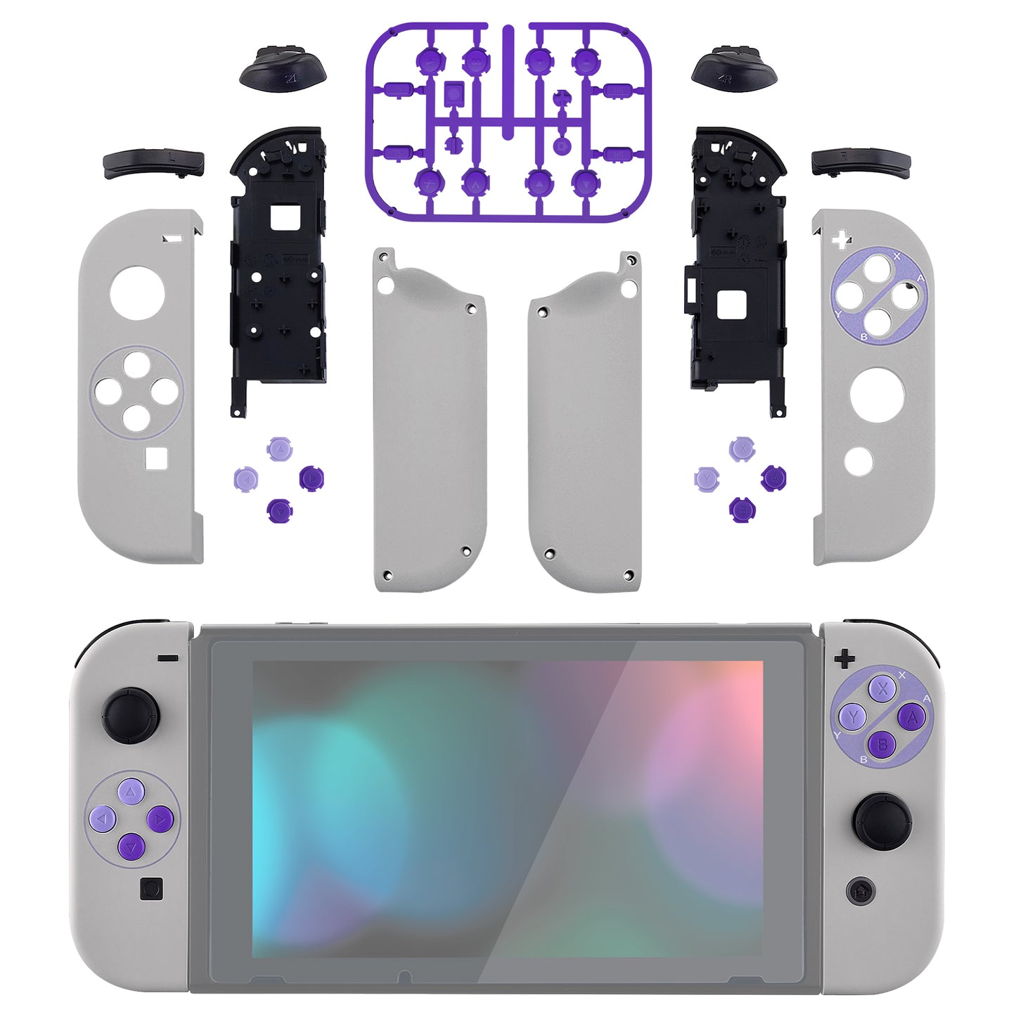 eXtremeRate NS Switch用ジョイコン交換フルセットシェルケースボタン付き【クラシックSNESスタイル】