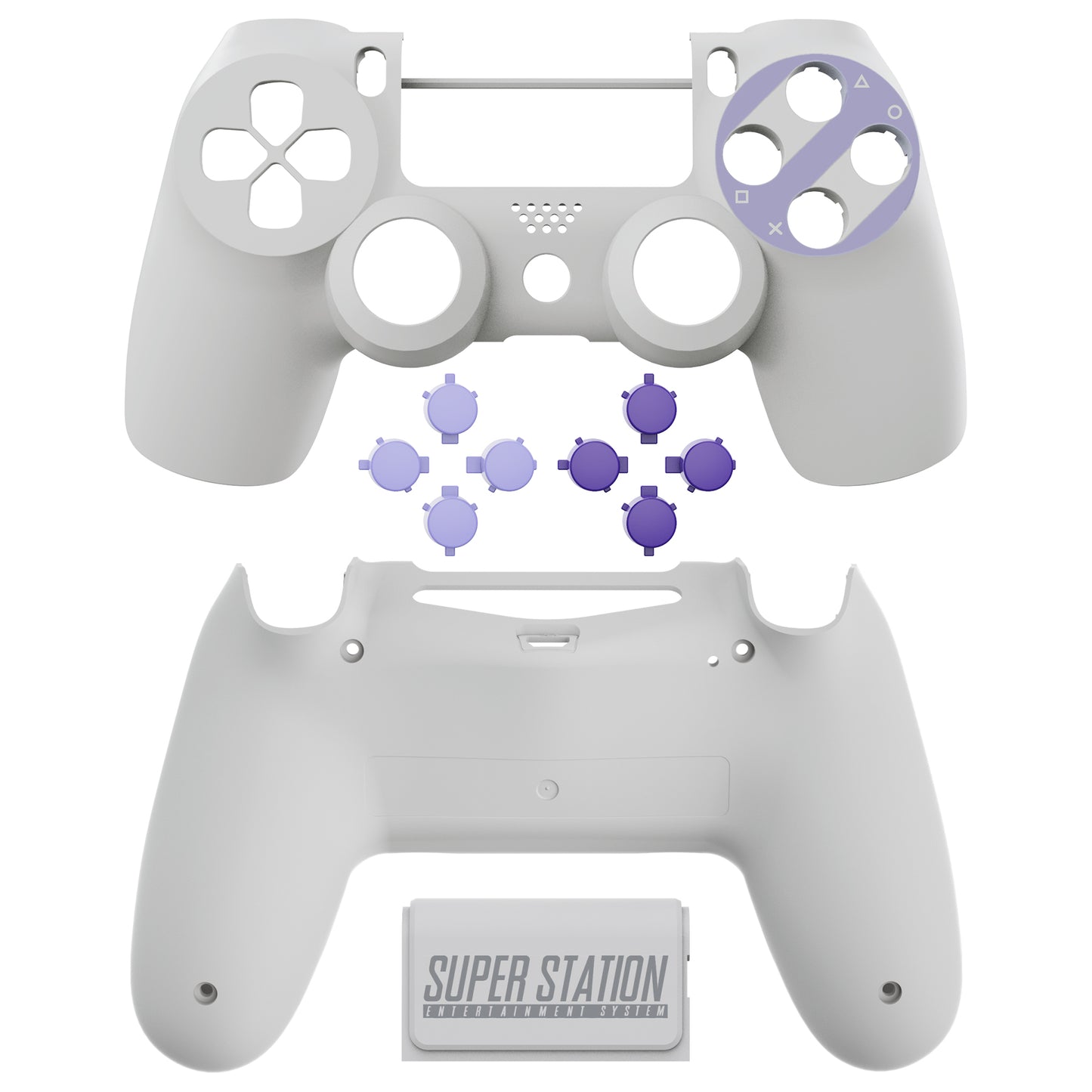 eXtremeRate Replacement Full Set Shell with Buttons for PS4 Slim Pro Controller Controller (CUH-ZCT2 JDM-040/050/055) - Classics SNES Style
