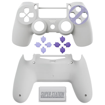eXtremeRate Replacement Full Set Shell with Buttons for PS4 Slim Pro Controller Controller (CUH-ZCT2 JDM-040/050/055) - Classics SNES Style