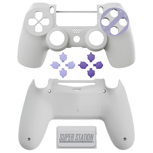 eXtremeRate Replacement Full Set Shell with Buttons for PS4 Slim Pro Controller Controller (CUH-ZCT2 JDM-040/050/055) - Classics SNES Style
