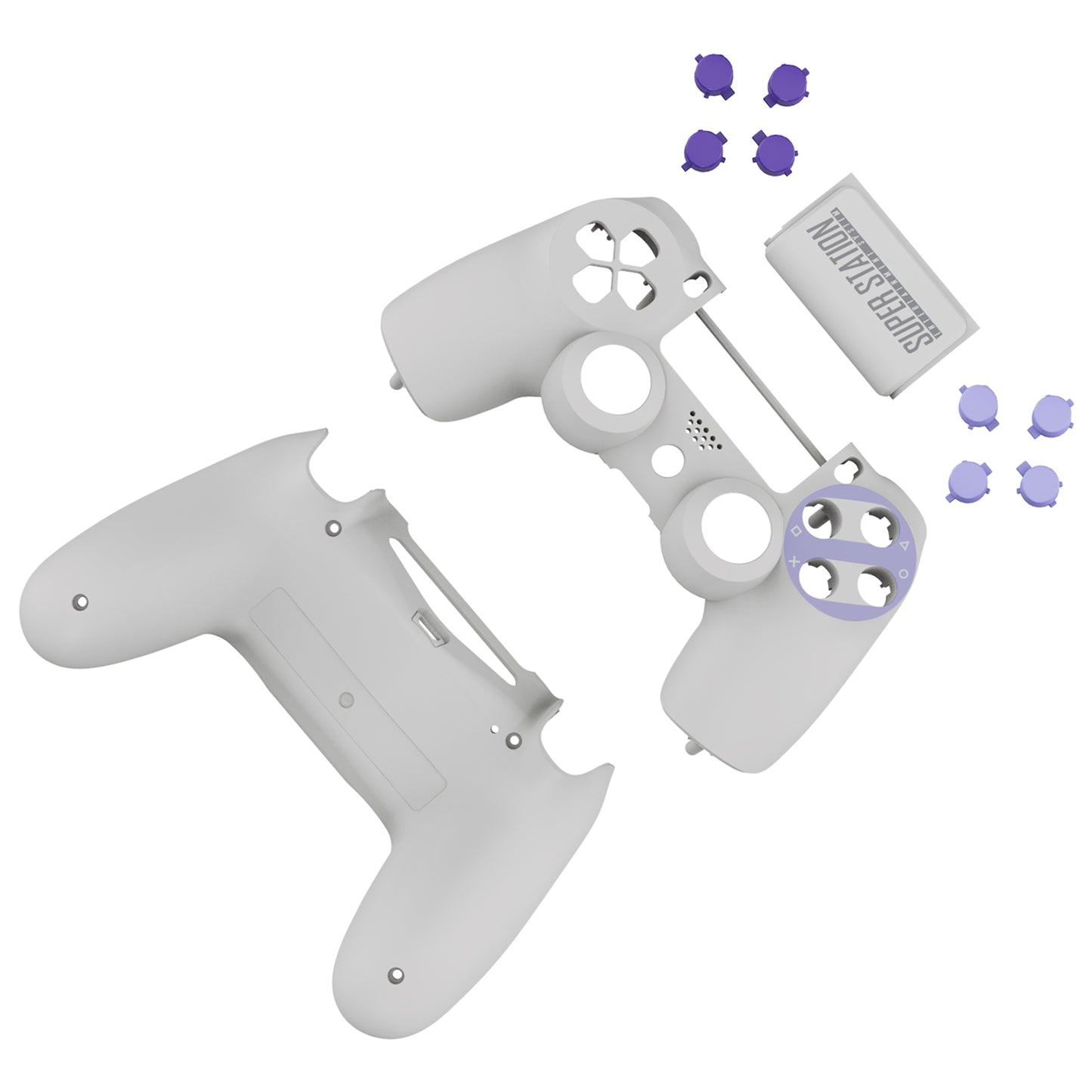 eXtremeRate Replacement Full Set Shell with Buttons for PS4 Slim Pro Controller Controller (CUH-ZCT2 JDM-040/050/055) - Classics SNES Style