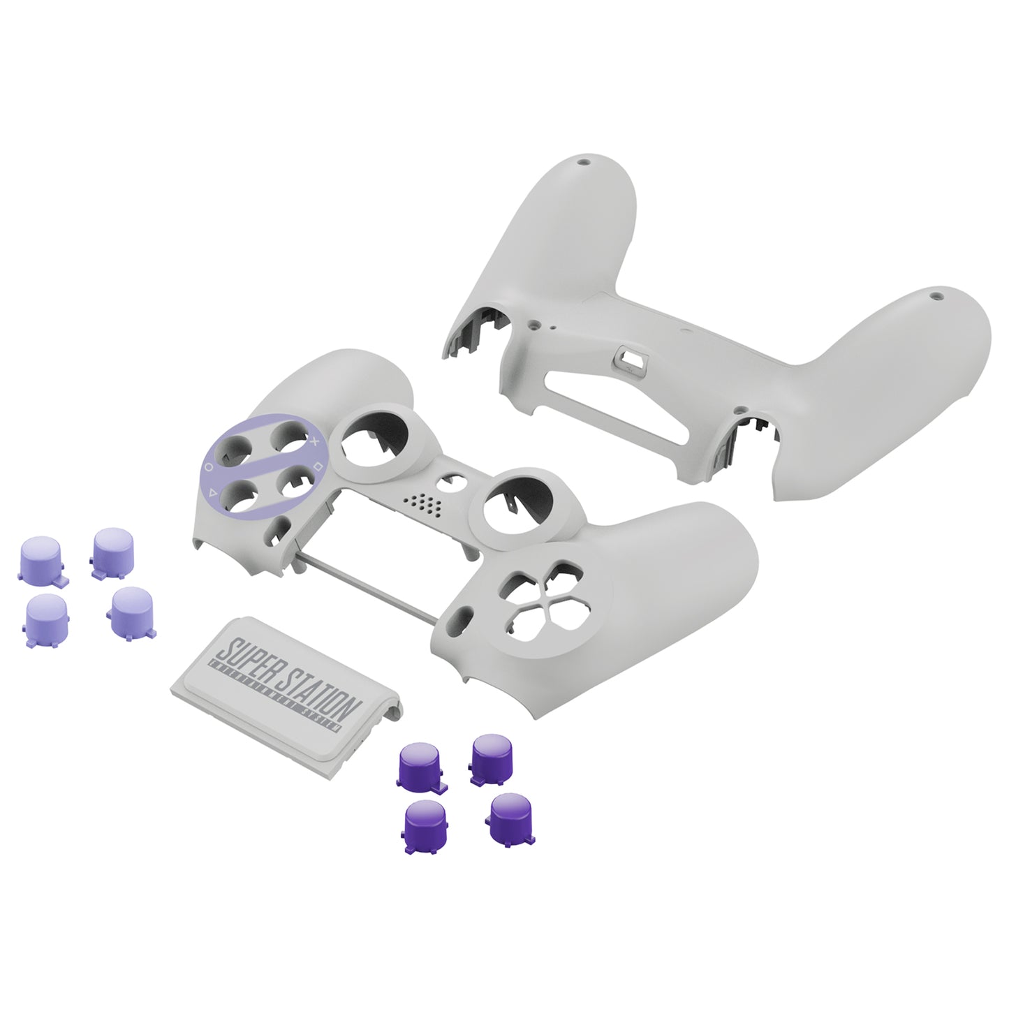 eXtremeRate Replacement Full Set Shell with Buttons for PS4 Slim Pro Controller Controller (CUH-ZCT2 JDM-040/050/055) - Classics SNES Style