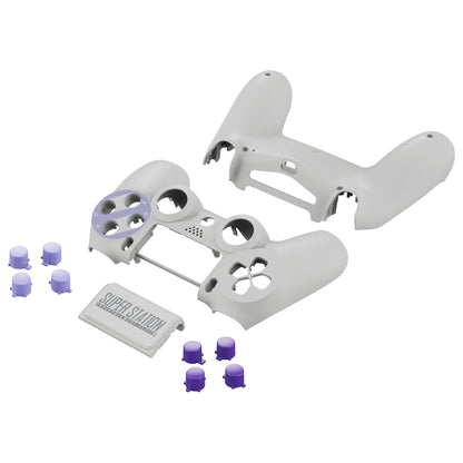 eXtremeRate Replacement Full Set Shell with Buttons for PS4 Slim Pro Controller Controller (CUH-ZCT2 JDM-040/050/055) - Classics SNES Style