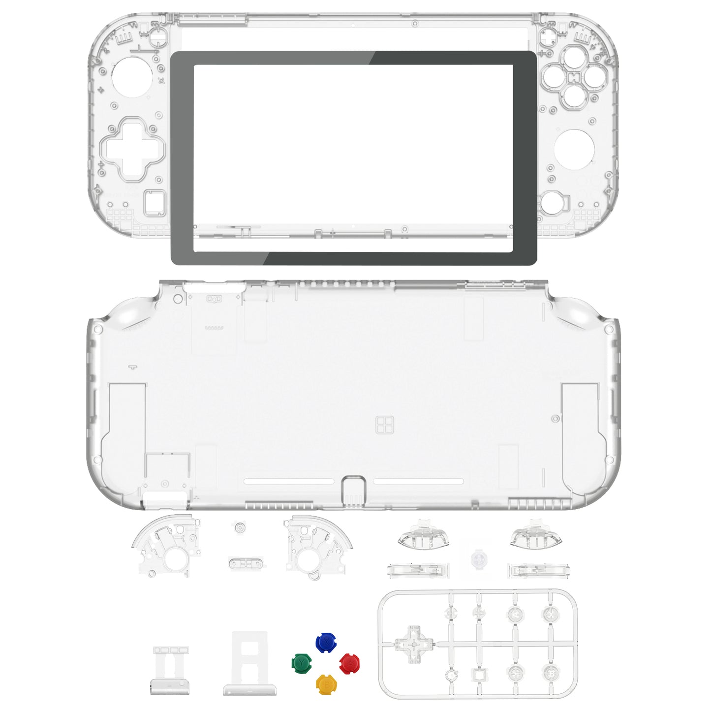 eXtremeRate Nintendo Switch Lite用交換フルセットシェル＆ボタンキット保護フィルム付き【クリスタルクリア】