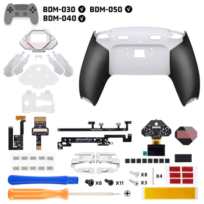 eXtremeRate PS5コントローラーBDM-030/040/050対応用SPARK バックパドルキット、OLEDディスプレイ&クリッキートリガーストップ＆エルゴノミックグリップ【ホワイト＆ブラック】