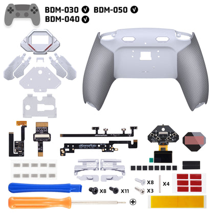 eXtremeRate PS5コントローラーBDM-030/040/050対応用SPARK バックパドルキット、OLEDディスプレイ&クリッキートリガーストップ＆エルゴノミックグリップ【ホワイト＆グレー】