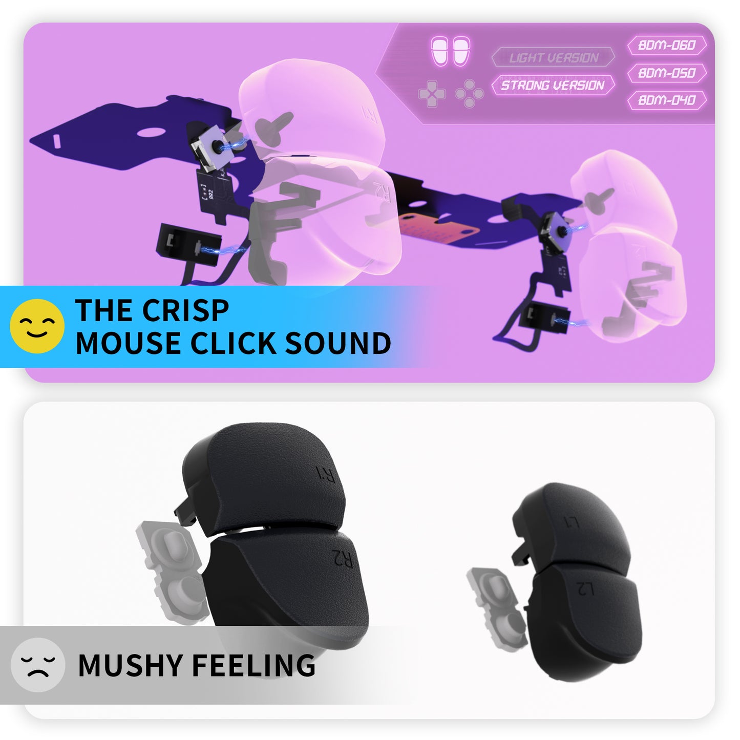 eXtremeRate PS5コントローラーBDM-040/050/060対応用ショルダーボタン対応用マイクロスイッチ-ストロングバージョンクリッキーヘアトリガーキットV2